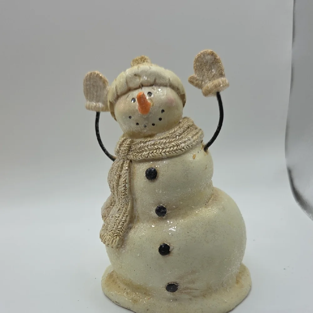 Festive Snowman Figurines - Cream and Tan